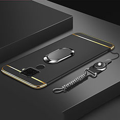 Coque Bumper Luxe Metal et Plastique Etui Housse avec Support Bague Anneau A01 pour Huawei Nova 5i Pro Noir