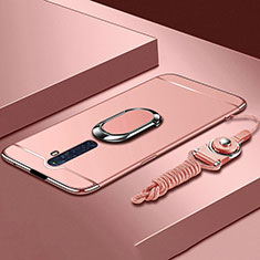 Coque Bumper Luxe Metal et Plastique Etui Housse avec Support Bague Anneau A01 pour Oppo Reno2 Z Or Rose