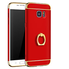 Coque Bumper Luxe Metal et Plastique Etui Housse avec Support Bague Anneau A01 pour Samsung Galaxy S7 Edge G935F Rouge