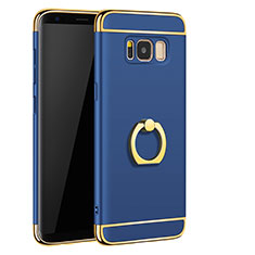 Coque Bumper Luxe Metal et Plastique Etui Housse avec Support Bague Anneau A01 pour Samsung Galaxy S8 Bleu