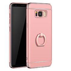 Coque Bumper Luxe Metal et Plastique Etui Housse avec Support Bague Anneau A01 pour Samsung Galaxy S8 Plus Or Rose