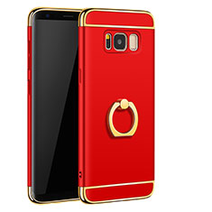 Coque Bumper Luxe Metal et Plastique Etui Housse avec Support Bague Anneau A01 pour Samsung Galaxy S8 Plus Rouge