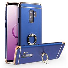 Coque Bumper Luxe Metal et Plastique Etui Housse avec Support Bague Anneau A01 pour Samsung Galaxy S9 Plus Bleu