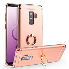 Coque Bumper Luxe Metal et Plastique Etui Housse avec Support Bague Anneau A01 pour Samsung Galaxy S9 Plus Or Rose