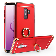 Coque Bumper Luxe Metal et Plastique Etui Housse avec Support Bague Anneau A01 pour Samsung Galaxy S9 Plus Rouge