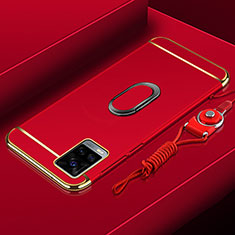 Coque Bumper Luxe Metal et Plastique Etui Housse avec Support Bague Anneau A01 pour Vivo V20 Pro 5G Rouge