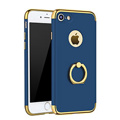 Coque Bumper Luxe Metal et Plastique Etui Housse avec Support Bague Anneau A02 pour Apple iPhone 7 Bleu