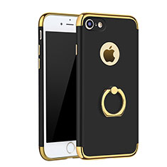 Coque Bumper Luxe Metal et Plastique Etui Housse avec Support Bague Anneau A02 pour Apple iPhone 7 Noir