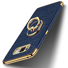 Coque Bumper Luxe Metal et Plastique Etui Housse avec Support Bague Anneau A02 pour Samsung Galaxy S8 Bleu