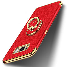 Coque Bumper Luxe Metal et Plastique Etui Housse avec Support Bague Anneau A02 pour Samsung Galaxy S8 Rouge