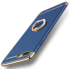 Coque Bumper Luxe Metal et Plastique Etui Housse avec Support Bague Anneau A06 pour Apple iPhone 7 Plus Bleu