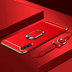 Coque Bumper Luxe Metal et Plastique Etui Housse avec Support Bague Anneau et Laniere pour Samsung Galaxy A70 Rouge
