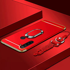 Coque Bumper Luxe Metal et Plastique Etui Housse avec Support Bague Anneau K01 pour Xiaomi Redmi Note 8 (2021) Rouge