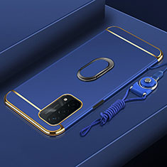 Coque Bumper Luxe Metal et Plastique Etui Housse avec Support Bague Anneau P01 pour OnePlus Nord N200 5G Bleu