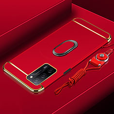 Coque Bumper Luxe Metal et Plastique Etui Housse avec Support Bague Anneau P01 pour Oppo A53s 5G Rouge