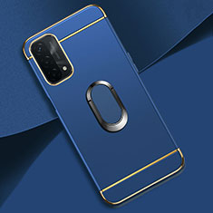 Coque Bumper Luxe Metal et Plastique Etui Housse avec Support Bague Anneau P02 pour Oppo A54 5G Bleu