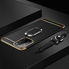 Coque Bumper Luxe Metal et Plastique Etui Housse avec Support Bague Anneau pour Xiaomi Mi 11i 5G Noir