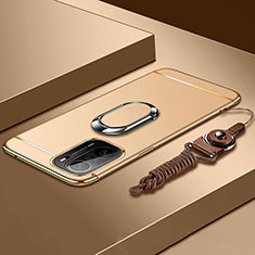 Coque Bumper Luxe Metal et Plastique Etui Housse avec Support Bague Anneau pour Xiaomi Mi 11X 5G Or