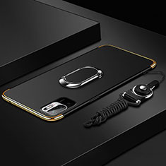 Coque Bumper Luxe Metal et Plastique Etui Housse avec Support Bague Anneau pour Xiaomi POCO M3 Pro 5G Noir
