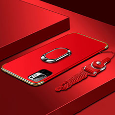 Coque Bumper Luxe Metal et Plastique Etui Housse avec Support Bague Anneau pour Xiaomi POCO M3 Pro 5G Rouge