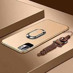Coque Bumper Luxe Metal et Plastique Etui Housse avec Support Bague Anneau pour Xiaomi Redmi Note 10 5G Or