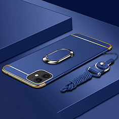 Coque Bumper Luxe Metal et Plastique Etui Housse avec Support Bague Anneau T01 pour Apple iPhone 11 Bleu