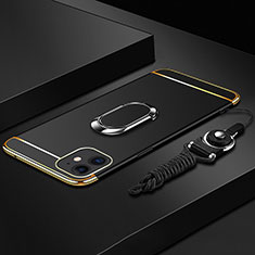 Coque Bumper Luxe Metal et Plastique Etui Housse avec Support Bague Anneau T01 pour Apple iPhone 11 Noir