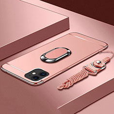 Coque Bumper Luxe Metal et Plastique Etui Housse avec Support Bague Anneau T01 pour Apple iPhone 11 Or Rose