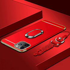 Coque Bumper Luxe Metal et Plastique Etui Housse avec Support Bague Anneau T01 pour Apple iPhone 11 Pro Max Rouge