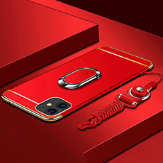 Coque Bumper Luxe Metal et Plastique Etui Housse avec Support Bague Anneau T01 pour Apple iPhone 11 Rouge