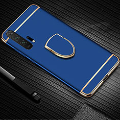 Coque Bumper Luxe Metal et Plastique Etui Housse avec Support Bague Anneau T01 pour Huawei Honor 20 Pro Bleu
