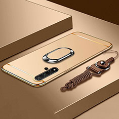 Coque Bumper Luxe Metal et Plastique Etui Housse avec Support Bague Anneau T01 pour Huawei Nova 5 Pro Or