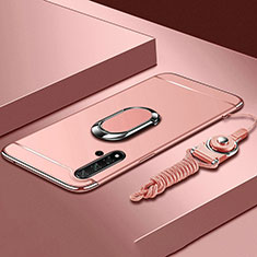 Coque Bumper Luxe Metal et Plastique Etui Housse avec Support Bague Anneau T01 pour Huawei Nova 5 Pro Or Rose