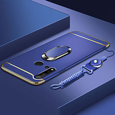Coque Bumper Luxe Metal et Plastique Etui Housse avec Support Bague Anneau T01 pour Huawei Nova 5i Bleu