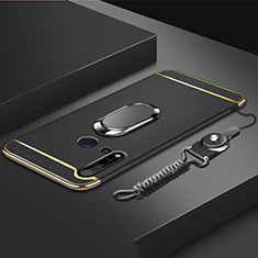 Coque Bumper Luxe Metal et Plastique Etui Housse avec Support Bague Anneau T01 pour Huawei Nova 5i Noir