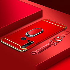 Coque Bumper Luxe Metal et Plastique Etui Housse avec Support Bague Anneau T01 pour Huawei Nova 5i Rouge