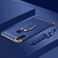 Coque Bumper Luxe Metal et Plastique Etui Housse avec Support Bague Anneau T01 pour Huawei P30 Lite Bleu