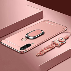 Coque Bumper Luxe Metal et Plastique Etui Housse avec Support Bague Anneau T01 pour Huawei P30 Lite New Edition Or Rose