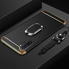 Coque Bumper Luxe Metal et Plastique Etui Housse avec Support Bague Anneau T01 pour Samsung Galaxy Note 10 Plus 5G Noir