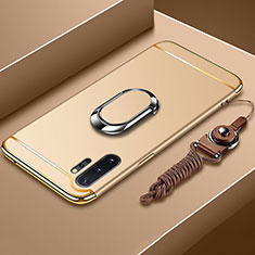 Coque Bumper Luxe Metal et Plastique Etui Housse avec Support Bague Anneau T01 pour Samsung Galaxy Note 10 Plus 5G Or
