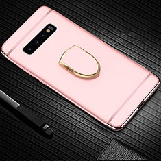 Coque Bumper Luxe Metal et Plastique Etui Housse avec Support Bague Anneau T01 pour Samsung Galaxy S10 5G Or Rose