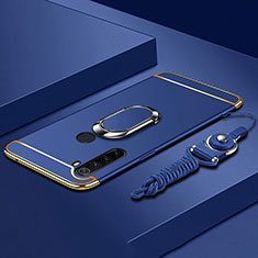 Coque Bumper Luxe Metal et Plastique Etui Housse avec Support Bague Anneau T01 pour Xiaomi Redmi Note 8 (2021) Bleu