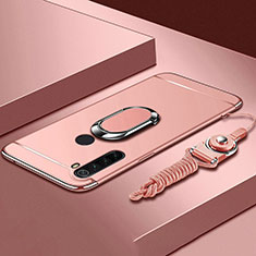 Coque Bumper Luxe Metal et Plastique Etui Housse avec Support Bague Anneau T01 pour Xiaomi Redmi Note 8 (2021) Or Rose