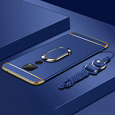 Coque Bumper Luxe Metal et Plastique Etui Housse avec Support Bague Anneau T02 pour Huawei Mate 20 X 5G Bleu