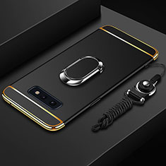 Coque Bumper Luxe Metal et Plastique Etui Housse avec Support Bague Anneau T02 pour Samsung Galaxy S10e Noir