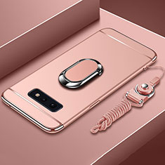 Coque Bumper Luxe Metal et Plastique Etui Housse avec Support Bague Anneau T02 pour Samsung Galaxy S10e Or Rose