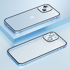 Coque Bumper Luxe Metal et Plastique Etui Housse Bling-Bling LF1 pour Apple iPhone 13 Bleu