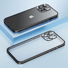 Coque Bumper Luxe Metal et Plastique Etui Housse Bling-Bling LF1 pour Apple iPhone 13 Pro Noir