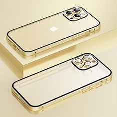 Coque Bumper Luxe Metal et Plastique Etui Housse Bling-Bling LF1 pour Apple iPhone 13 Pro Or