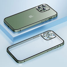 Coque Bumper Luxe Metal et Plastique Etui Housse Bling-Bling LF1 pour Apple iPhone 13 Pro Vert
